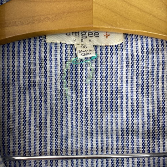 NWOT UMGEE Cotton Blend Seersucker & Lace Tunic Shirt with Pockets 1X - Picture 5 of 8